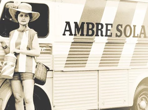 within-garnier-our-heritage=black-and-white-ambre-solaire-van-and-models